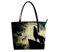 LVTISEE Howling Wolf in the Dark Moonight - Bolso de mano para mujer, de piel sintética, bolso de mano para el trabajo, viajes