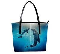 LVTISEE Kiss Dolphin Tale - Bolso de mano para mujer, de piel sintética, para el trabajo, viajes