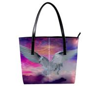 LVTISEE Pegasus Flying in the Sky - Bolso de mano para mujer, de piel sintética, para el trabajo, viajes
