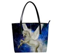 LVTISEE Pegasus Flying the Sky - Bolso de hombro de piel sintética para mujer, bolso de mano para el trabajo, viajes