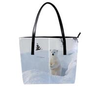LVTISEE Polar Bear Baby on the Snow - Bolso de hombro de piel sintética para mujer, bolso de mano para el trabajo, viajes
