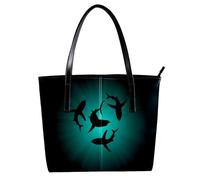 LVTISEE Sharks in the Water - Bolso de hombro de piel sintética para mujer, bolso de mano para el trabajo, viajes