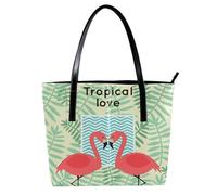 LVTISEE Tropical Love - Bolso de mano para mujer, diseño de flamenco, zigzag, de piel sintética, para el trabajo, viajes