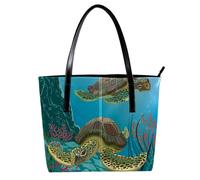 LVTISEE Under the Sea Turtles - Bolso de mano de piel sintética para mujer, bolso de hombro para el trabajo, viajes