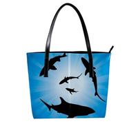 LVTISEE Vector Sharks Underwater and Sunlight Bolso de mano para mujer, de piel sintética, bolso de hombro para el trabajo, viajes