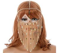 LVUNZJCA Cadena de cara para mujer, máscara de máscaras, cadena para la cabeza de la cara, para fiesta de baile, fiesta de Halloween, cosplay