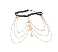 LVUNZJCA Cadena para la Pierna Cadenas for piernas Cadenas for piernas con Cuerda elástica de Encaje Sexy exageradas para Mujeres y Niñas(Gold_36cm)