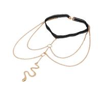 LVUNZJCA Cadena para la Pierna Cadenas for piernas Cuerda de Playa Cordón Serpiente Cadenas for piernas con Cuentas Plateadas para Mujeres y Niñas(Gold_37cm)