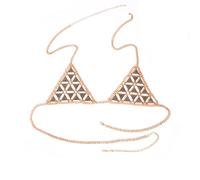 LVUNZJCA Cadenas de Cuerpo Accesorio de Cadena de Cuerpo de Sujetador de Collar Hecho a Mano Vintage para Mujer(Gold_One Size)