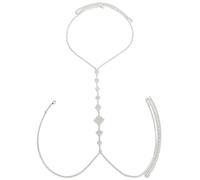 LVUNZJCA Cadenas de Cuerpo Bikini con Sujetador y Collar de Diamantes con Cadena for el Pecho con Diamantes de imitación Simples para Mujer(Silver_One Size)