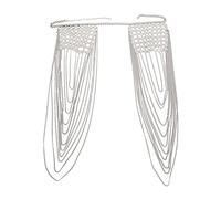 LVUNZJCA Cadenas de Cuerpo Cadena de Cuerpo con Doble Hombro y Borla de Metal con Personalidad para Mujer(Silver_Free)