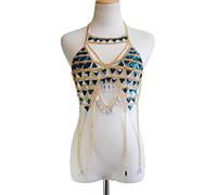 LVUNZJCA Cadenas de Cuerpo Cadena de Cuerpo de Bikini Estilo Resort de Playa de Verano Cadena de Sujetador de Cristal para Mujer(Gold_Free)