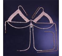 LVUNZJCA Cadenas de Cuerpo Cadena de Sujetador con Diamantes de imitación, Colgante Brillante, Cadena for el Cuerpo, Fiesta para Mujer(Gold_One Size)