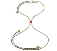 LVUNZJCA Cadenas de Cuerpo Cadena for el Cuerpo Delicada con Soporte for el Pecho Esmeralda y corazón de Amor con Diamantes de imitación para Mujer(Gold_One Size)
