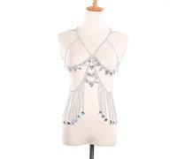 LVUNZJCA Cadenas de Cuerpo Cadena for el Cuerpo Personalizada for Mujer Cadena for el Cuerpo ahuecada Cadena for la Cintura para Mujer(Silver_One Size)