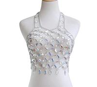LVUNZJCA Cadenas de Cuerpo Collar Colgante de Varias Capas con Deslumbrante Cadena de Cuerpo de Chaleco de acrílico para Mujer