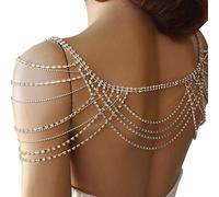 LVUNZJCA Cadenas de Cuerpo Collar con borlas for Novia, Boda, Fiesta, Cadena de Hombro con Diamantes de imitación para Mujer