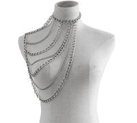 LVUNZJCA Cadenas de Cuerpo Collar de Mujer con borlas geométricas sexys y Cadena Corporal para Mujer(Silver_Free)