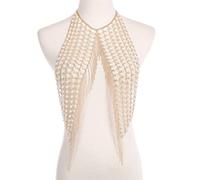 LVUNZJCA Cadenas de Cuerpo Collar de Perlas Cadena for el Cuerpo Borla de Perlas Cadena de Sujetador Personalizada para Mujer