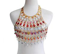 LVUNZJCA Cadenas de Cuerpo Discoteca Escote Colgante Ahuecado Cadena de Cuerpo Tankini para Mujer