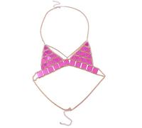 LVUNZJCA Cadenas de Cuerpo Discoteca Lentejuelas Triángulo Empalme Bikini Collar Cuerpo Cadena para Mujer