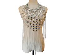 LVUNZJCA Cadenas de Cuerpo Sujetador de acrílico Estilo étnico exótico Bikini de Playa Borla Cadena de Cuerpo Brillante para Mujer