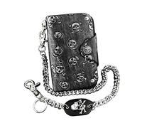 LVUNZJCA Cartera de Cadena para Hombre Cartera de Cuero con Calaveras for Hombre y Adolescente con Llavero antijefe
