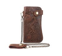 LVUNZJCA Cartera de Cadena para Hombre Cartera de Cuero for Hombre Cartera Larga con patrón de Tigre de Cuero de Caballo con Cadena(1)