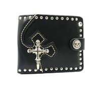 LVUNZJCA Cartera de Cadena para Hombre Cartera de Cuero for Hombre Demon Skull Punk Rock Cartera de Cadena Corta(Schwarz)