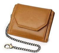 LVUNZJCA Cartera de Cadena para Hombre Cartera de Cuero Suave Ultrafina Mini Tarjeta de crédito Cartera de Hombre Tarjetero(marrón)