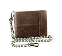 LVUNZJCA Cartera de Cadena para Hombre Cartera De Hombre De Piel con Cadena Doble Pliegue Multi Clip