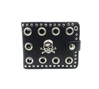 LVUNZJCA Cartera de Cadena para Hombre Cartera de Hombre Personalidad Calavera con Cadena Cartera Corta de maíz