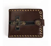 LVUNZJCA Cartera de Cadena para Hombre Cartera de Hombre Retro Personality Skull Zero Wallet(Coffee)