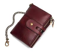 LVUNZJCA Cartera de Cadena para Hombre Cartera for Hombre de Cuero, Suave, Duradera, minicartera con Cadena(Rouge)