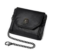 LVUNZJCA Cartera de Cadena para Hombre Cartera Hombre Cartera Corta De Piel con Clip for Monedero Y Cadena RFID(Schwarz)