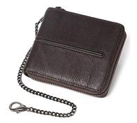 LVUNZJCA Cartera de Cadena para Hombre Cartera Hombre Cartera Piel Cartera Corta Hombre con Cadena(Coffee)