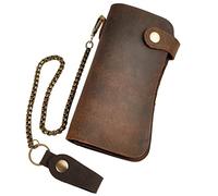 LVUNZJCA Cartera de Cadena para Hombre Cartera organizadora de Cadena de chequera de Moda de Cuero for Hombre