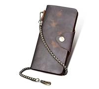 LVUNZJCA Cartera de Cadena para Hombre Organizador de Cadena de Cuero for Hombre con talonario de cheques y Tarjetas de Visita