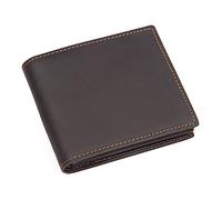 LVUNZJCA Cartera de Hombre Billetera Vintage Cuero Cropped Billetera Hombres Negocios Cartera(Brown-Black)