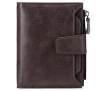 LVUNZJCA Cartera de Hombre Cartera de Cuero Corta for Hombre con Cepillo antirrobo RFID Cartera de Ocio Cartera(Coffee)