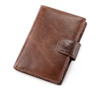LVUNZJCA Cartera de Hombre Cartera de Hombre Corta Vintage de Cuero con Clip for Monedas Bolso de Cuero Vertical Cartera(Coffee)