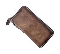 LVUNZJCA Cartera de Hombre Cartera Vintage for Hombre Cartera de Cuero con Cremallera Larga Cartera de Cuero for Hombre Cartera(Coffee)