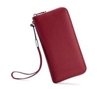 LVUNZJCA Cartera de Mujer Cartera for Mujer Cartera Larga RFID Bolso for teléfono con Clip Simple de Cuero Suave Monedero de Mujer(Rouge)