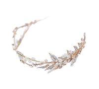 LVUNZJCA Corona de Tiara Accesorios for el Cabello de Boda con Corona Dorada de Alambre de Metal Hechos a Mano para Fiesta de Cumpleaños