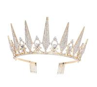 LVUNZJCA Corona de Tiara Corona con peineta for el Pelo, Tocado Nupcial, Tocado de Boda de Cristal para Fiesta de Cumpleaños