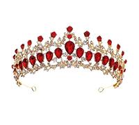 LVUNZJCA Corona de Tiara Corona de Cristal Vintage Tiara Princesa Corona de cumpleaños para Fiesta de Cumpleaños(Rouge)