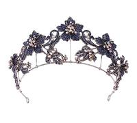 LVUNZJCA Corona de Tiara Corona de Diamantes de imitación Floral Vintage barroca Nupcial para Fiesta de Cumpleaños(B_One Size)
