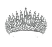 LVUNZJCA Corona de Tiara Corona de Princesa de Lujo Corona de Diamantes de imitación de Boda atmosférica para Fiesta de Cumpleaños(Silver_One Size)