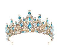 LVUNZJCA Corona de Tiara Corona Nupcial Hecha a Mano Corona de aleación de Boda para Fiesta de Cumpleaños(Azul)