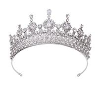LVUNZJCA Corona de Tiara Corona Nupcial, joyería, Diamantes de imitación, Accesorios for el Cabello de Boda, Corona para Fiesta de Cumpleaños(Silver_Free)